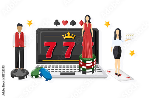 Woman waiters serving people in the casino