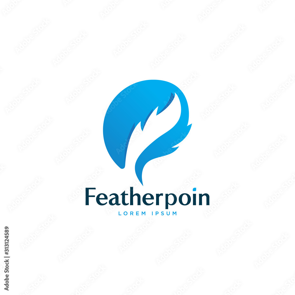 Beautiful feather negative space logo template vector