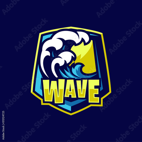 Waves mascot logo design for esport and sport team or business, brand. With modern style. Suitable for tshirt and printing