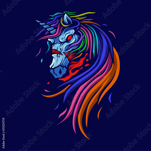 zombie unicorn illustration and tshirt design