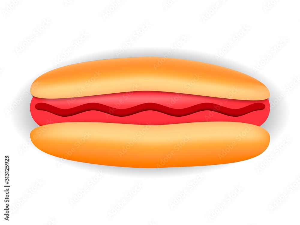 Hot Dog isolated on a white background. Vector stock illustration for card or banner Hot Dog isolated on a white background. Vector stock illustration for card or banner