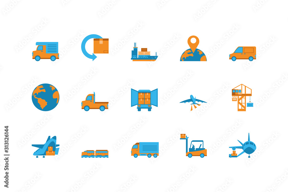 Isolated delivery icon set vector design