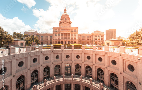 Texas State Capitol in Austin on a bright sunny morning day photo