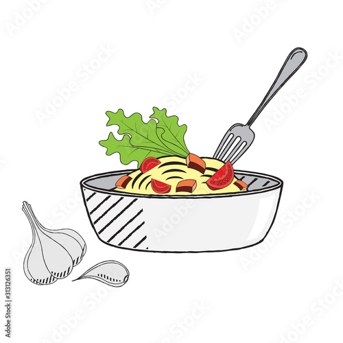 Pasta/ nuddles - vector illustration photo