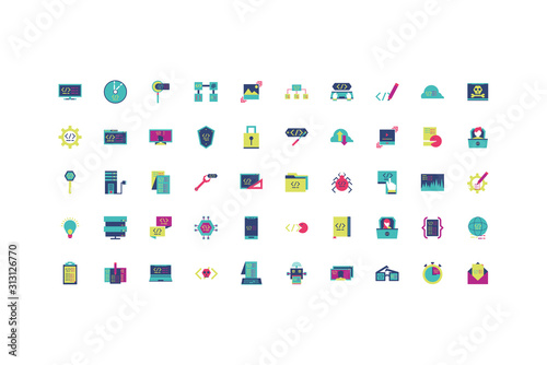 Isolated website code icon set vector design