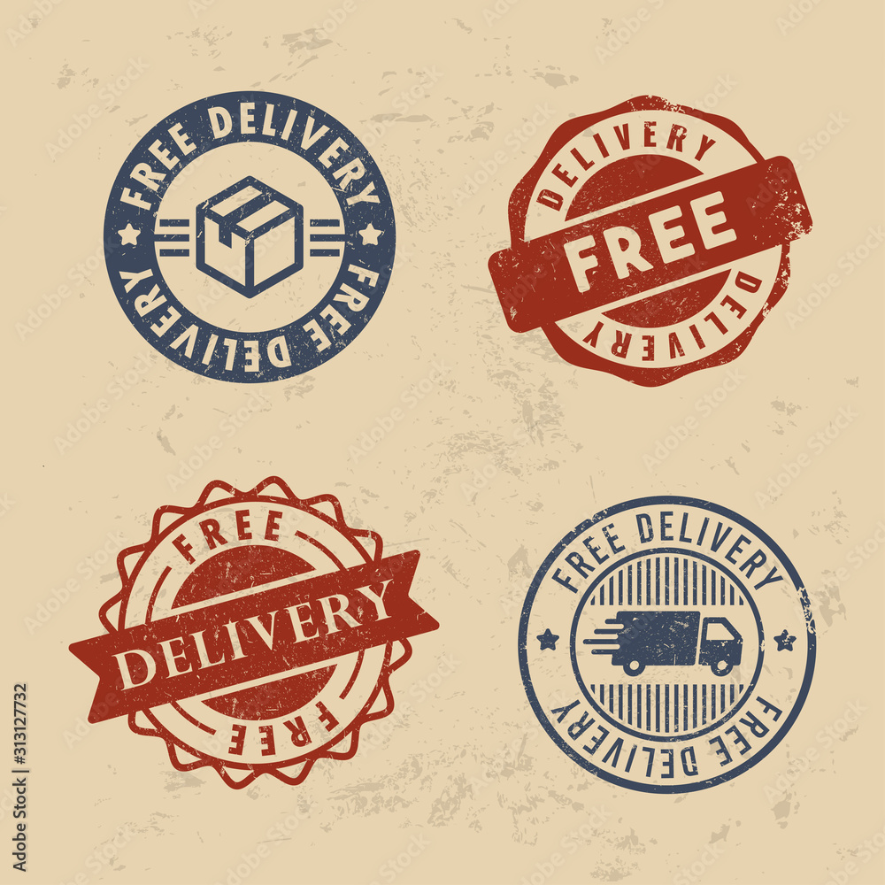 Obraz premium Free Delivery stamp vector set