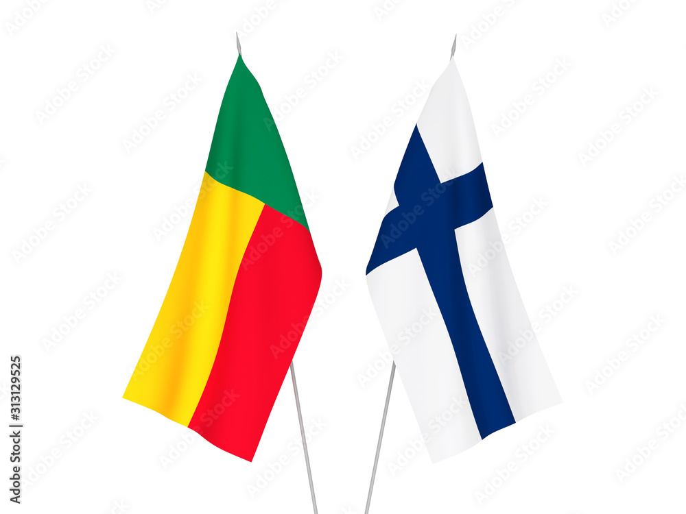 Benin and Finland flags Benin and Finland flags