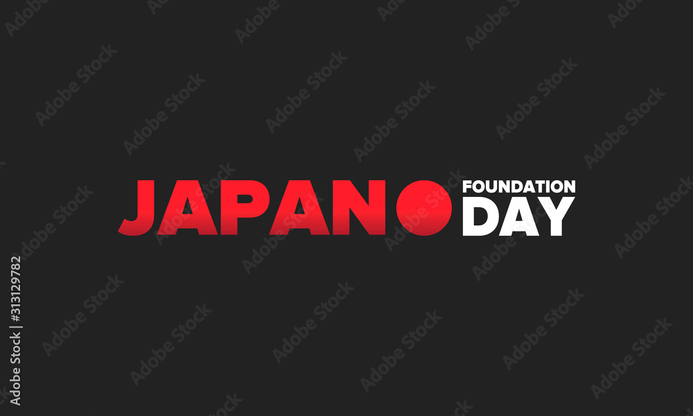 Obraz premium Foundation Day in Japan. Japanese national happy holiday, celebrated annual in February 11. Japan flag. Patriotic elements. Poster, card, banner and background. Vector illustration