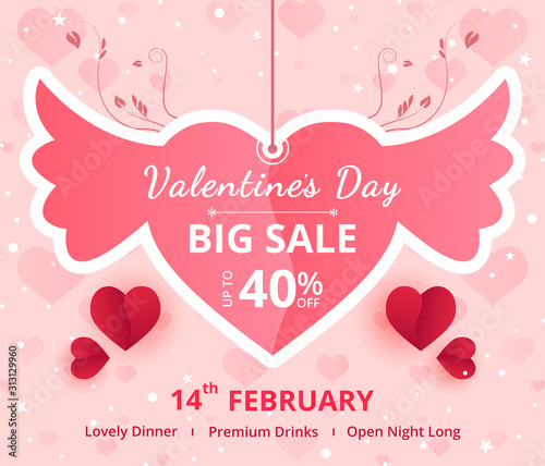 Valentine's day sale banner background