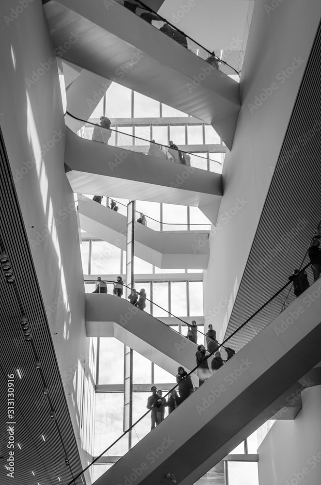 Φωτογραφία GRONINGEN, NETHERLANDS - DECEMBER 1, 2019: Inside a new building called Groninger Forum in the city centre of Groningen