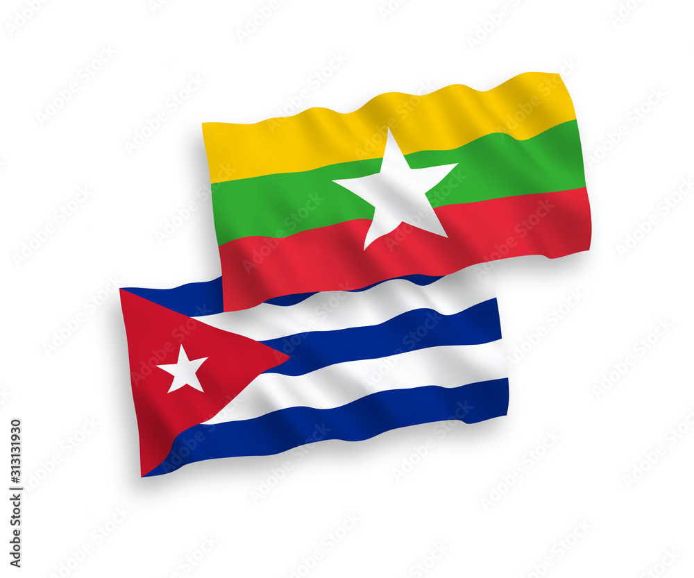 Flags of Cuba and Myanmar on a white background Flags of Cuba and Myanmar on a white background