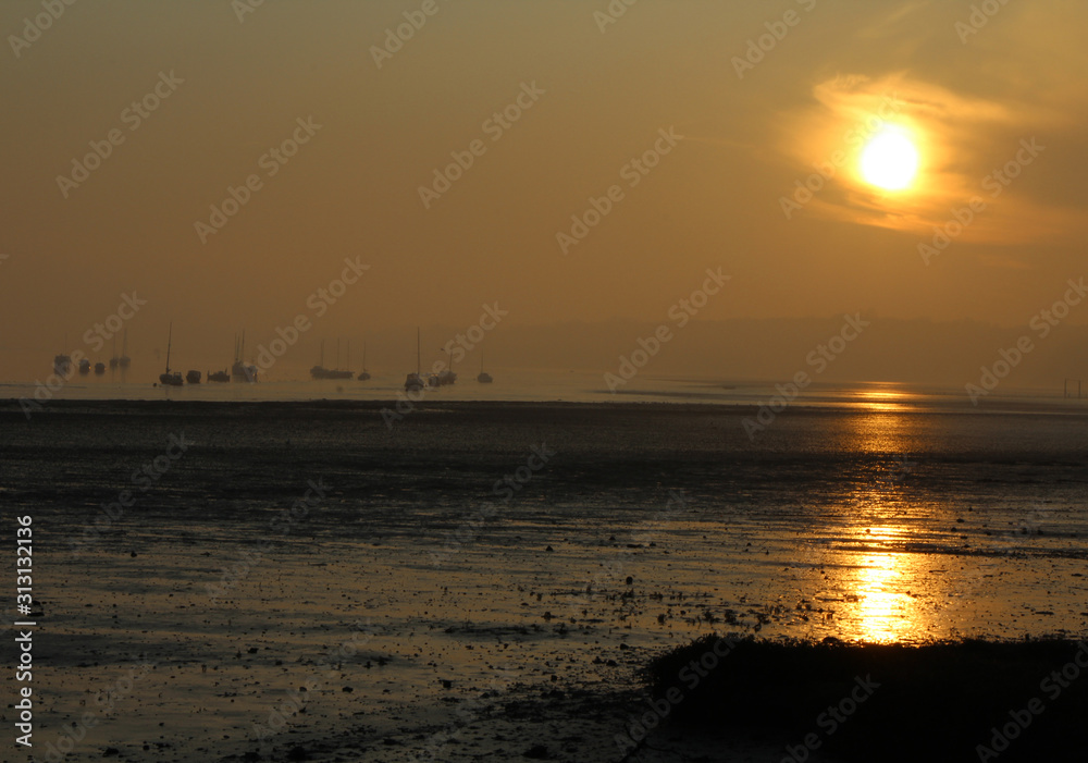 New Years sunrise in East of England. Orwell River