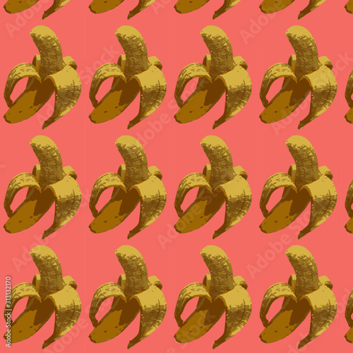 Patrón plátano con fondo rosa