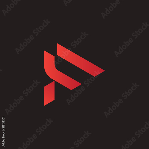 F letter triangular arrow initial modern geometric logo template vector