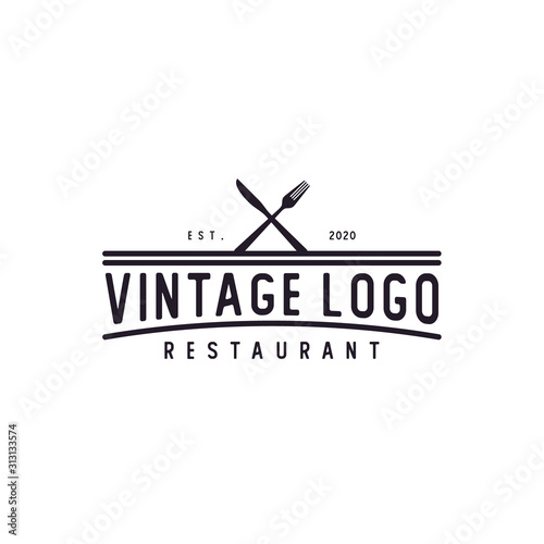 Spoon Fork Knife for Restaurant Bar Bistro Vintage Retro Logo design vector