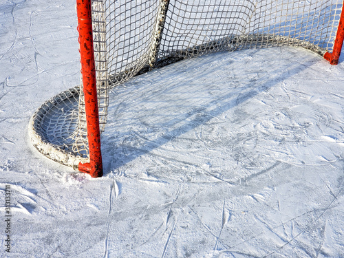 hockey net on a skating rink
