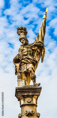 St. Florian statue on Alter markt square landmark of Salzburg, Austria