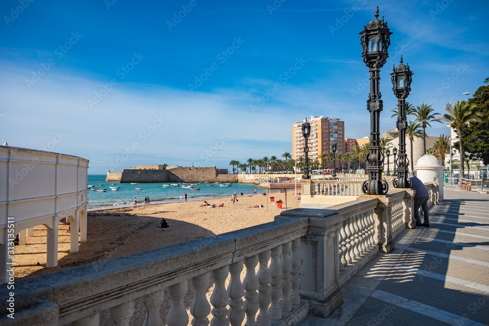 Promenade of Cadiz with a view to Catedral de Cadiz