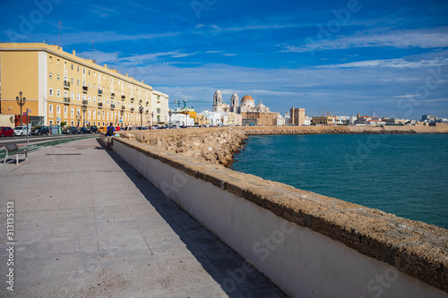 Promenade of Cadiz with a view to Catedral de Cadiz