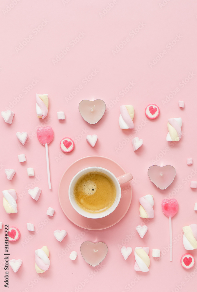 coffee with sweets for Valentive day