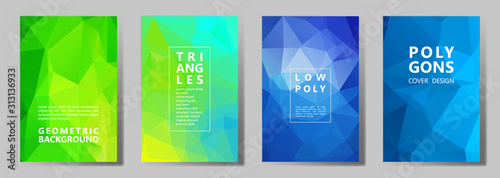 Facet polygonal abstract cover pages, low poly set