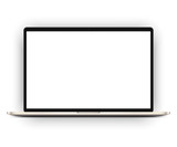 Realistic laptop isolated. Metal silver notebook isolated on white background