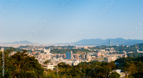 Taipei City Shining in the Early Morning Sun,Taipei Taiwan. Aerial