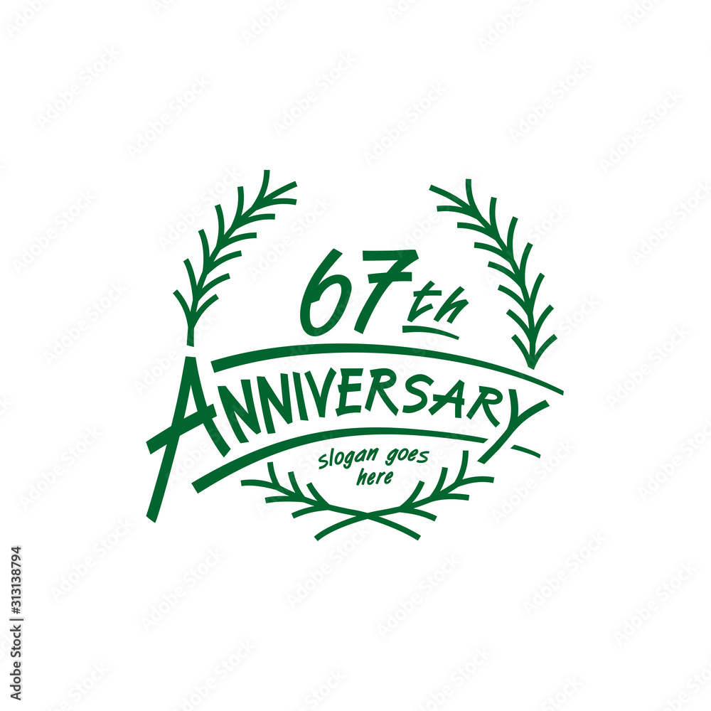 67 years design template. Sixty seventh years logo. Vector and illustration. 67 years design template. Sixty seventh years logo. Vector and illustration.