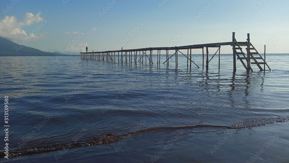 wooden bridges and views of the sea and sky