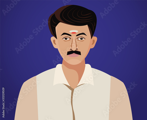 south indian man close up vector