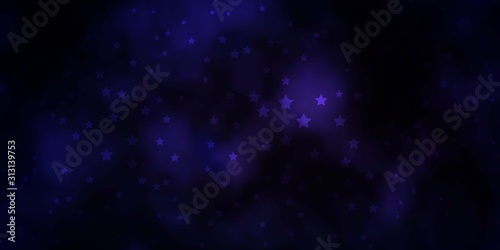 Dark Purple vector background with small and big stars. Colorful illustration with abstract gradient stars. Theme for cell phones.