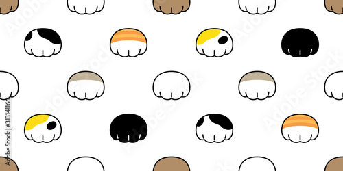 cat paw seamless pattern dog footprint kitten vector puppy scarf isolated repeat background tile wallpaper cartoon doodle illustration design