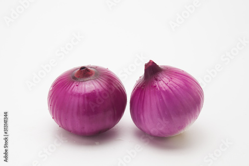 Two Red Onion on a white background