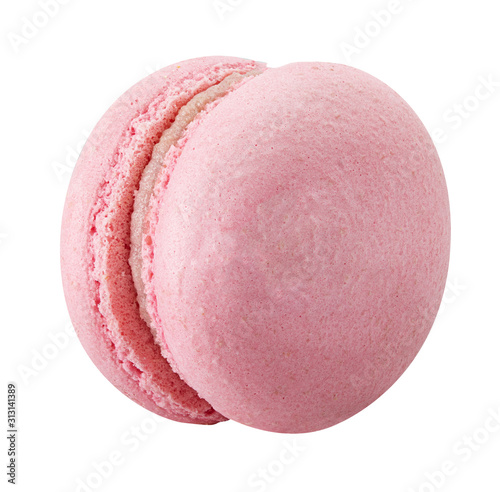 Sweet macaroon isolated on white background with clipping path