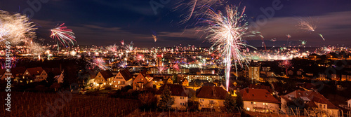 New Year's Fireworks over Stuttgart, Germany