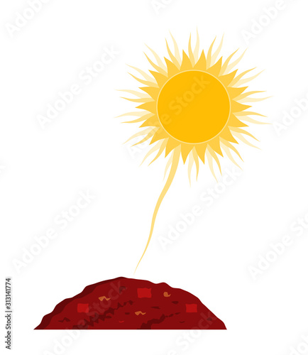 sun and seed in dirt