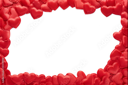 Valentine's Day hearts on a white background. Place for text.