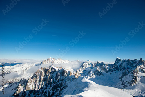beautiful panoramic scenery view of europe alps landscape from the aiguille du midi chamonix france © W PRODUCTION
