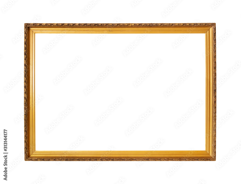 carved wooden narrow golden painted picture frame carved wooden narrow golden painted picture frame