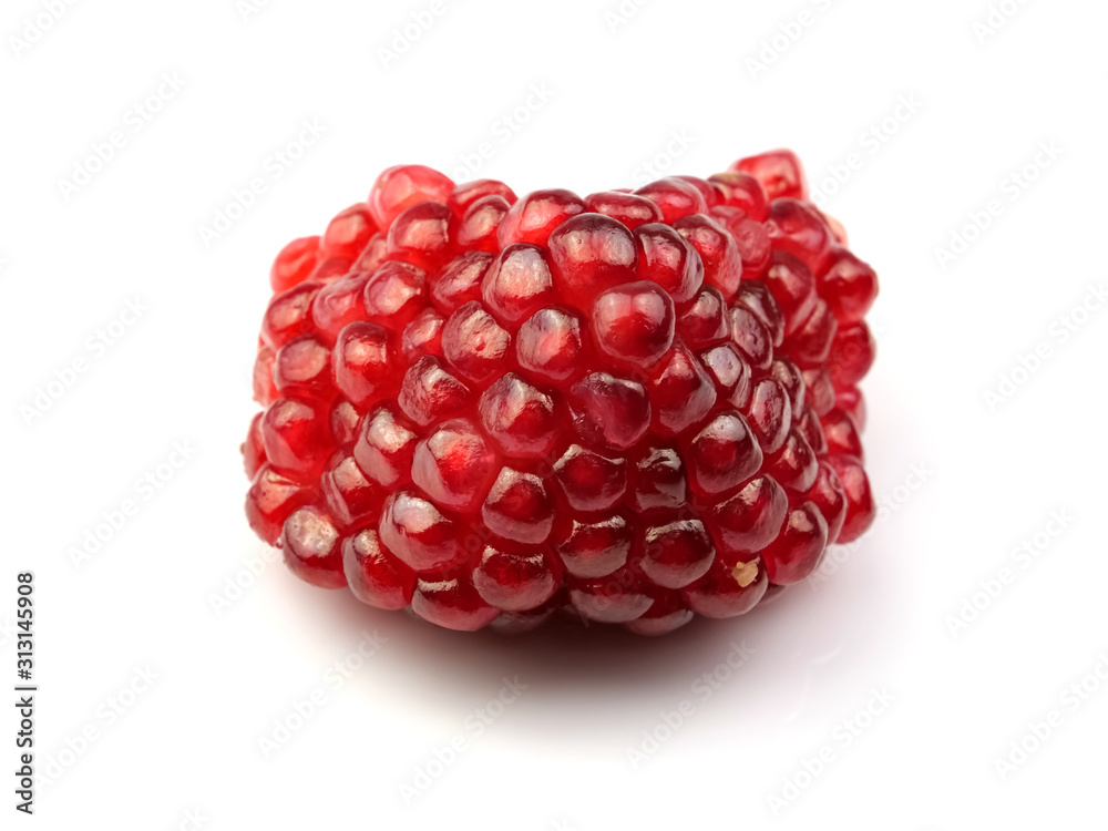 Fruit red pomegranate seeds, isolated on a white background, herbs, fruit kingdom. Fruit red pomegranate seeds, isolated on a white background, herbs, fruit kingdom.