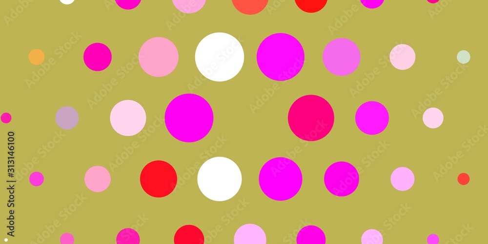Light Pink, Green vector background with bubbles. Abstract colorful disks on simple gradient background. Pattern for business ads.