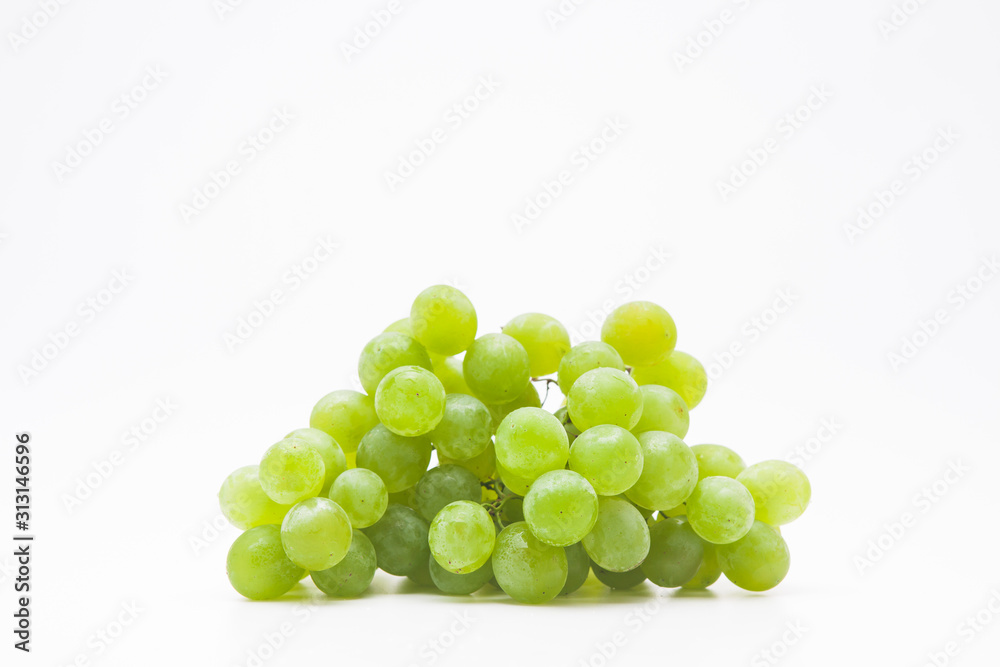 Bunch of green grapes isolated on a white Bunch of green grapes isolated on a white