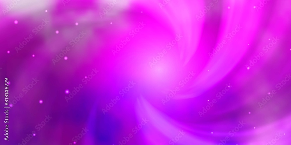 Light Purple vector background with small and big stars. Blur decorative design in simple style with stars. Best design for your ad, poster, banner.