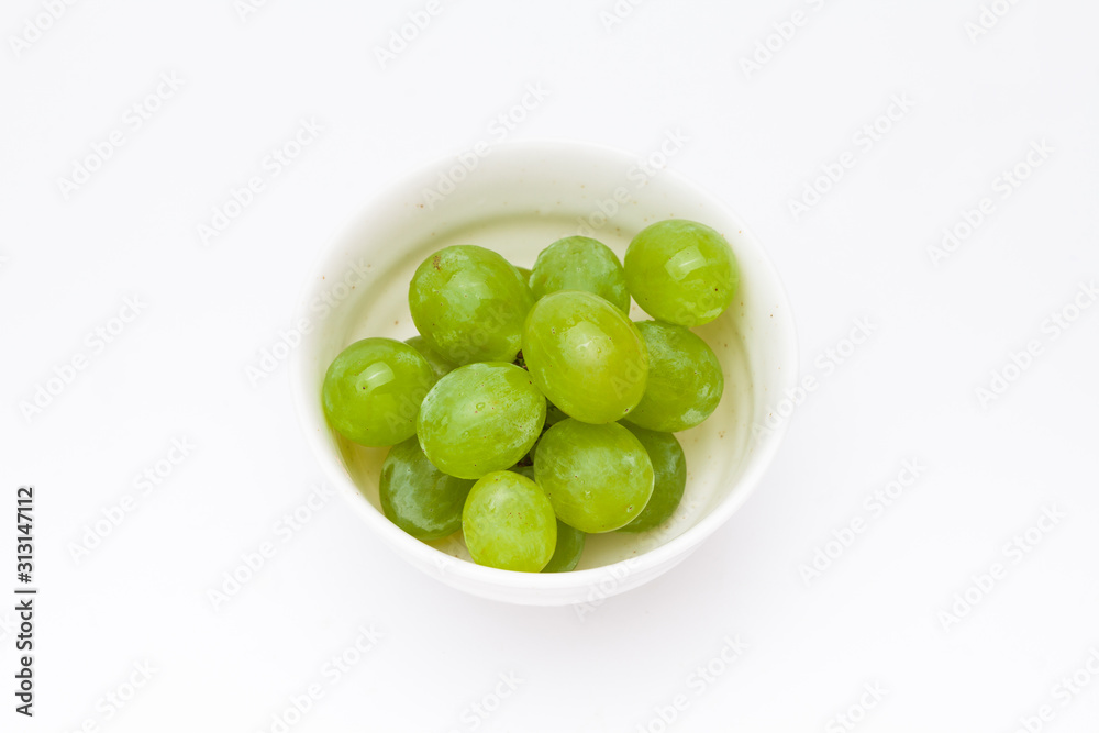 Green grapes with bowl Green grapes with bowl