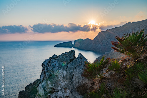 Rocky landscape at sunrise in Mallorca