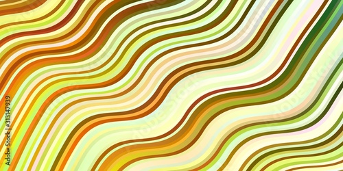 Light Green, Yellow vector background with bent lines. Colorful geometric sample with gradient curves. Best design for your ad, poster, banner.