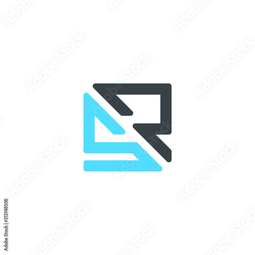 Free Download Initial letter SR or RS logo template with square line art symbol in flat design monogram illustration - GFXLoad