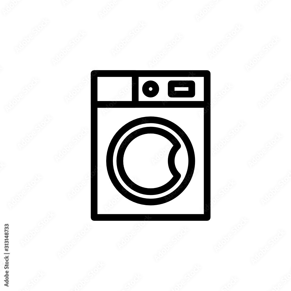 Washing Machine. Vector Line Icon. 