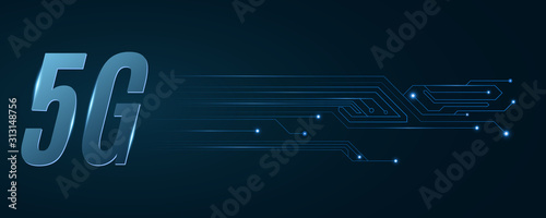 5G network. High tech circuit board. Modern technology design. Vector Illustration