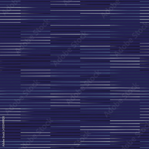 Spliced vector broken stripe texture. Variegated mottled ceck grid line background. Seamless rough grunge pattern. Distorted masculine shirting all over print. Fashion textile disrupted glitch repeat